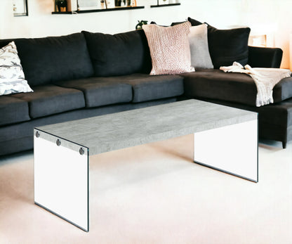 Table basse en verre gris et transparent de 44 po