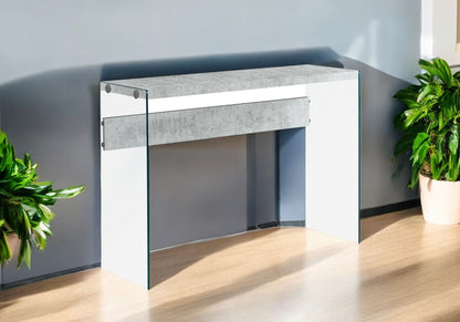 44" Gray And Clear Solid Console Table