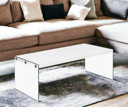 Table basse en verre gris et transparent de 44 po