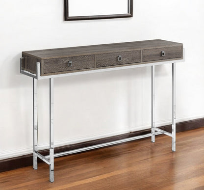 48" White and Silver Console Table And Drawers