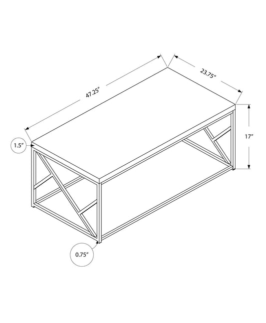 Table basse en fer gris et argent de 47 po