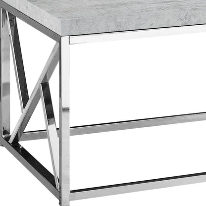 Table basse en fer gris et argent de 47 po