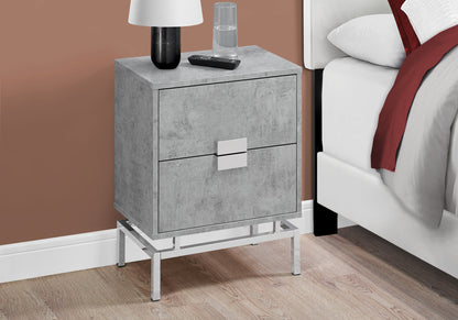 24" Silver And Gray End Table With Two Drawers