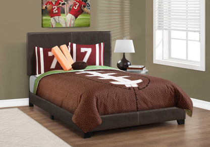 Brown Solid and Manufactured Wood Full Upholstered Faux Leather Bed Frame