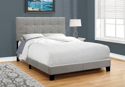 Gray Solid and Manufactured Wood Full Upholstered Linen Bed Frame