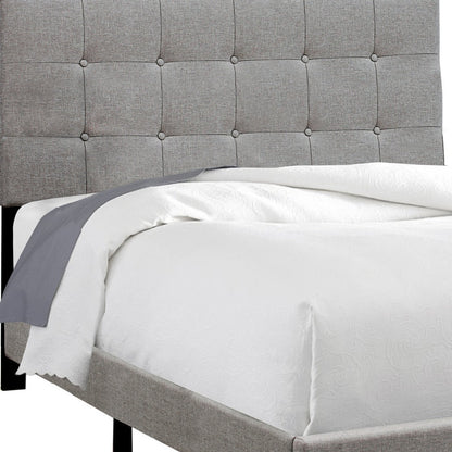 Gray Solid and Manufactured Wood Full Upholstered Linen Bed Frame