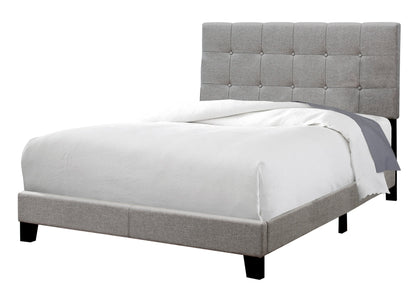 Gray Solid and Manufactured Wood Full Upholstered Linen Bed Frame