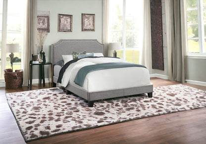 Gray Solid and Manufactured Wood Full Upholstered Faux Leather Bed Frame