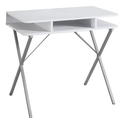 Bureau d'ordinateur blanc et argent de 20 po