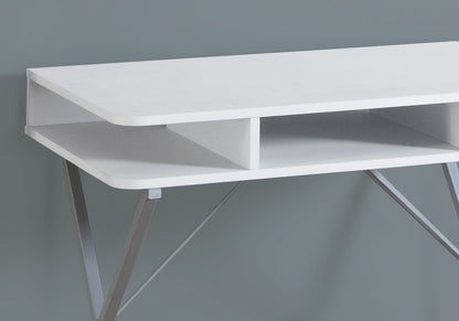 Bureau d'ordinateur blanc et argent de 20 po