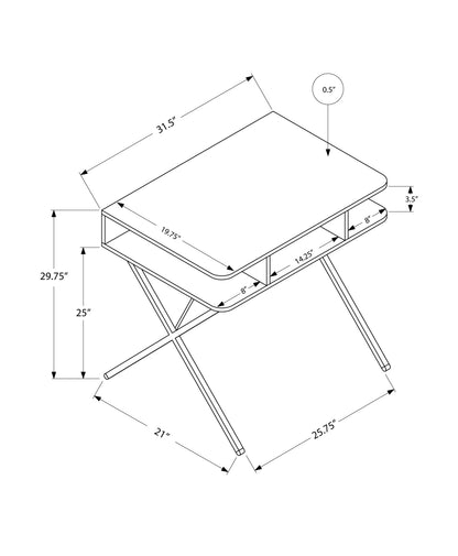 Bureau d'ordinateur blanc et argent de 20 po