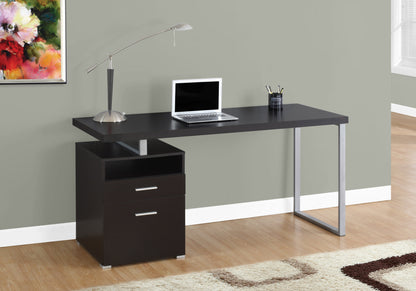 Bureau d'ordinateur taupe et argent de 24 po avec deux tiroirs