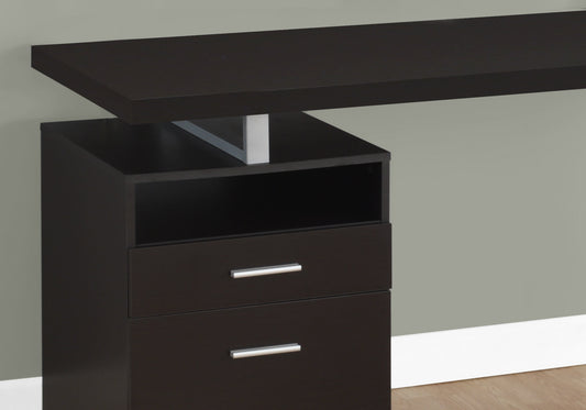 Bureau d'ordinateur taupe et argent de 24 po avec deux tiroirs