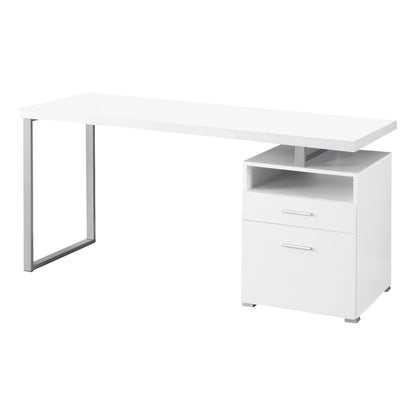 Bureau d'ordinateur taupe et argent de 24 po avec deux tiroirs