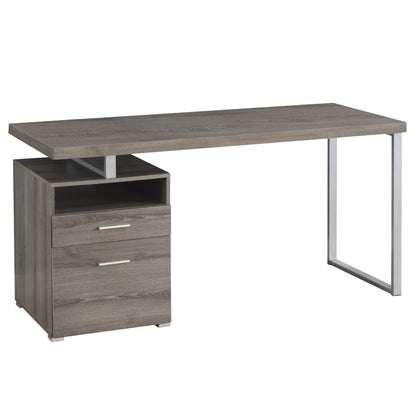 Bureau d'ordinateur taupe et argent de 24 po avec deux tiroirs