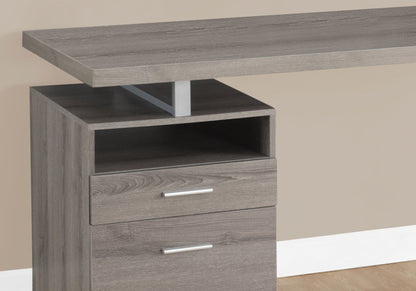 Bureau d'ordinateur taupe et argent de 24 po avec deux tiroirs