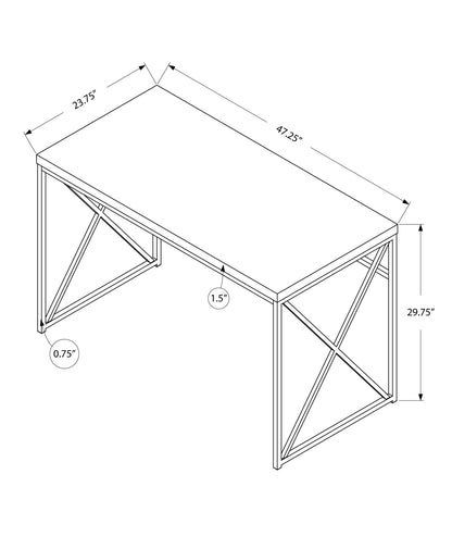 24" White and Silver Computer Desk