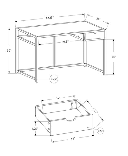 Bureau d'ordinateur noir de 20 po