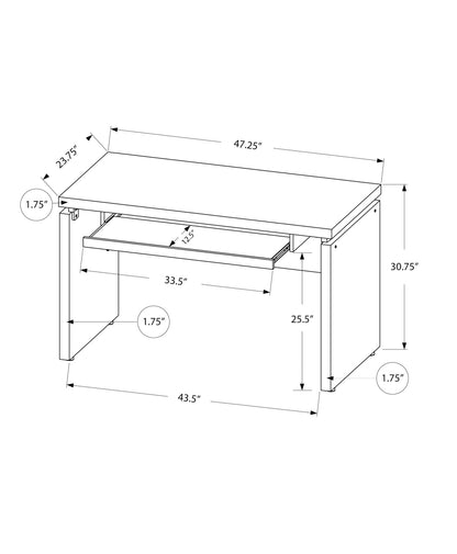 Bureau d'ordinateur gris et noir de 24 po