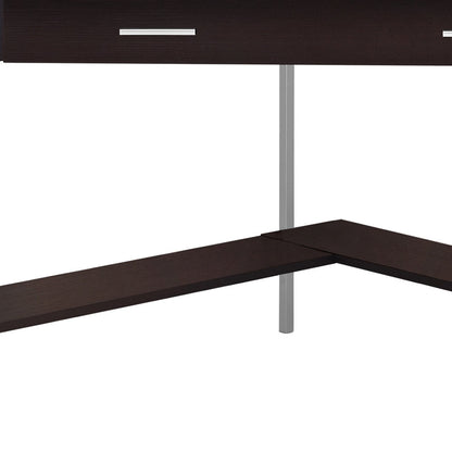 Bureau d'ordinateur d'angle taupe et argent de 42 po