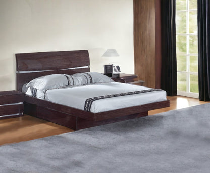 Solid Wood King Wood Brown Bed