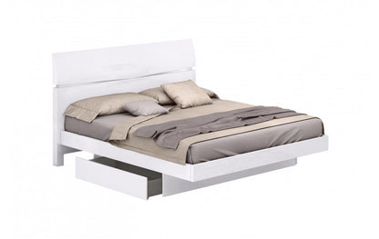 White Solid Wood King Bed Frame