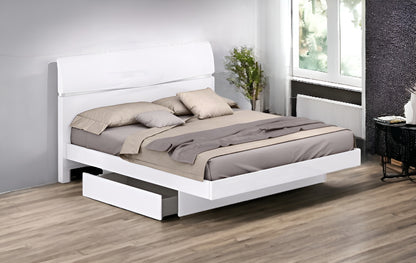 White Solid Wood King Bed Frame