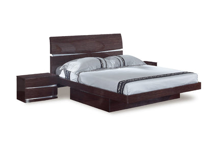 Lit Queen en bois massif marron