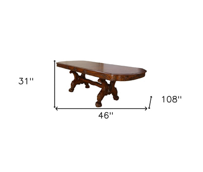 Table de salle à manger à double piédestal en bois massif de forme libre brun foncé de 46 po