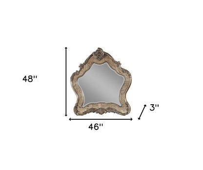 Miroir à cadre irrégulier en chêne vintage de 48 po