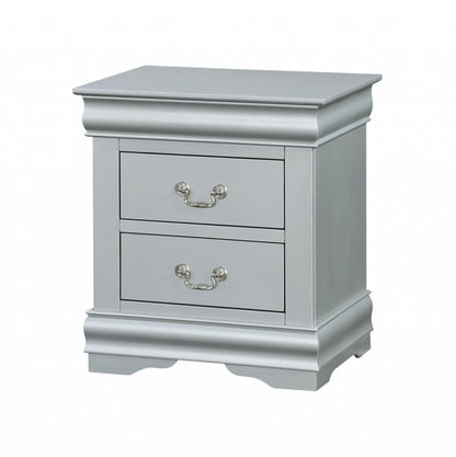 24" Platinum Two Drawers Nightstand