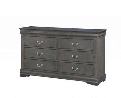 Commode double en bois massif gris de 15 po