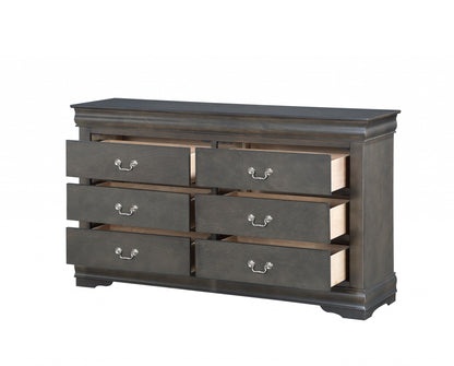 Commode double en bois massif gris de 15 po