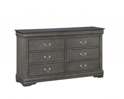 Commode double en bois massif gris de 15 po