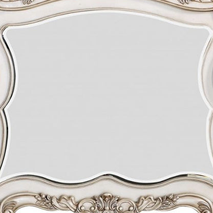 Miroir fantaisie blanc de 44 po avec cadre en bois massif pour commode