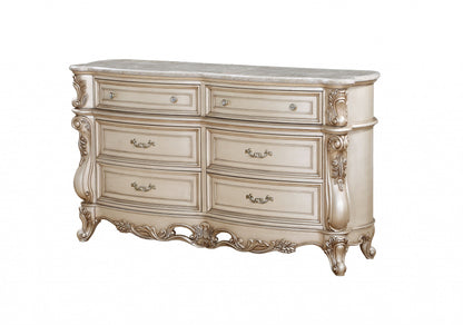 Commode double en bois massif beige de 21 po