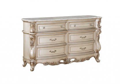 Commode double en bois massif beige de 21 po