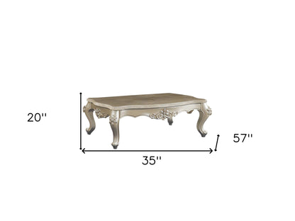 Table basse en bois de champagne marbré 35" x 57" x 20"