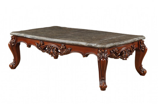 Table basse en bois de noyer et marbre de 63 po