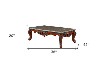 Table basse en bois de noyer et marbre de 63 po