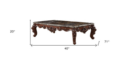 Table basse en bois de noyer et marbre de 63 po