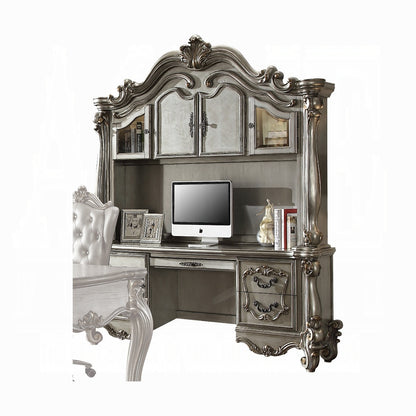 Bureau d'ordinateur mural en bois massif platine de 21 po avec quatre armoires et cinq tiroirs