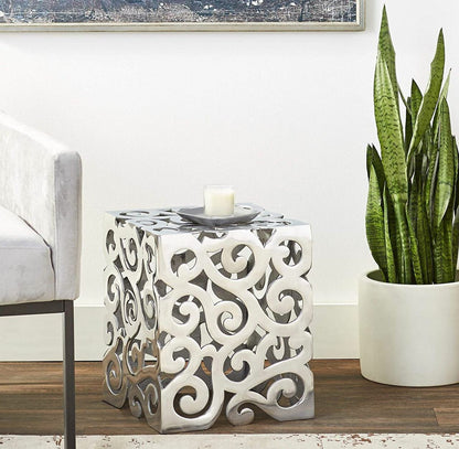 17" Silver Aluminum Square End Table