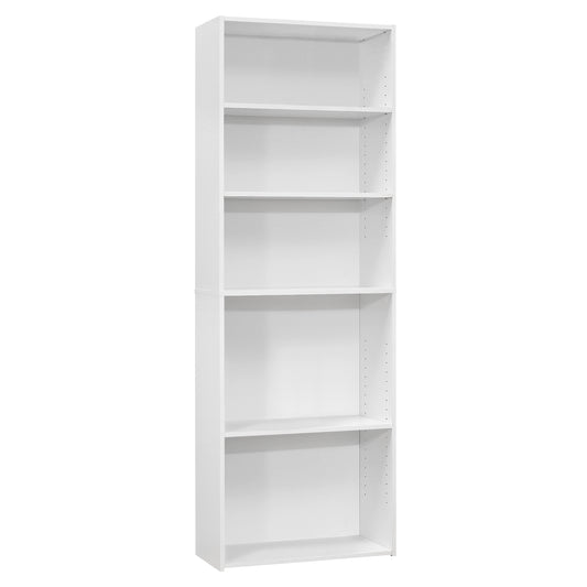 71" White Wood Adjustable Bookcase