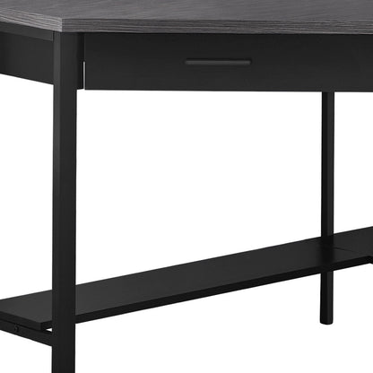 Bureau d'ordinateur d'angle gris et noir de 42 po