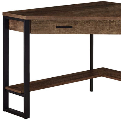 Bureau d'ordinateur d'angle marron et noir de 42 po