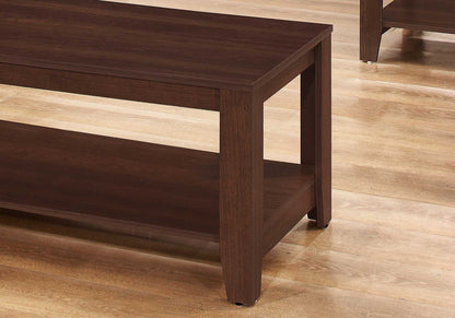 Ensemble de trois tables basses marron de 42 po avec étagère