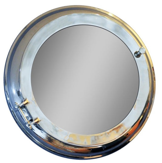 Miroir d'appoint rond en aluminium argenté de 21 po