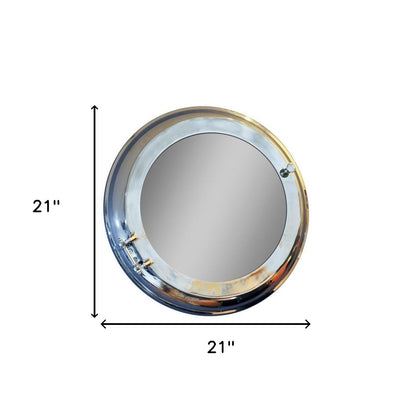 Miroir d'appoint rond en aluminium argenté de 21 po