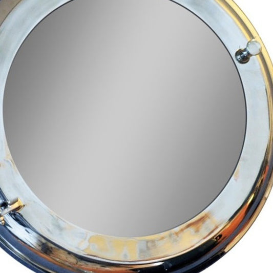 Miroir d'appoint rond en aluminium argenté de 21 po